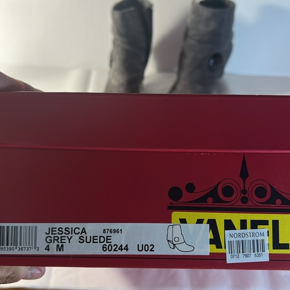 Vaneli Jessica Grey Suede Ankle Booties - Picture 7 of 7